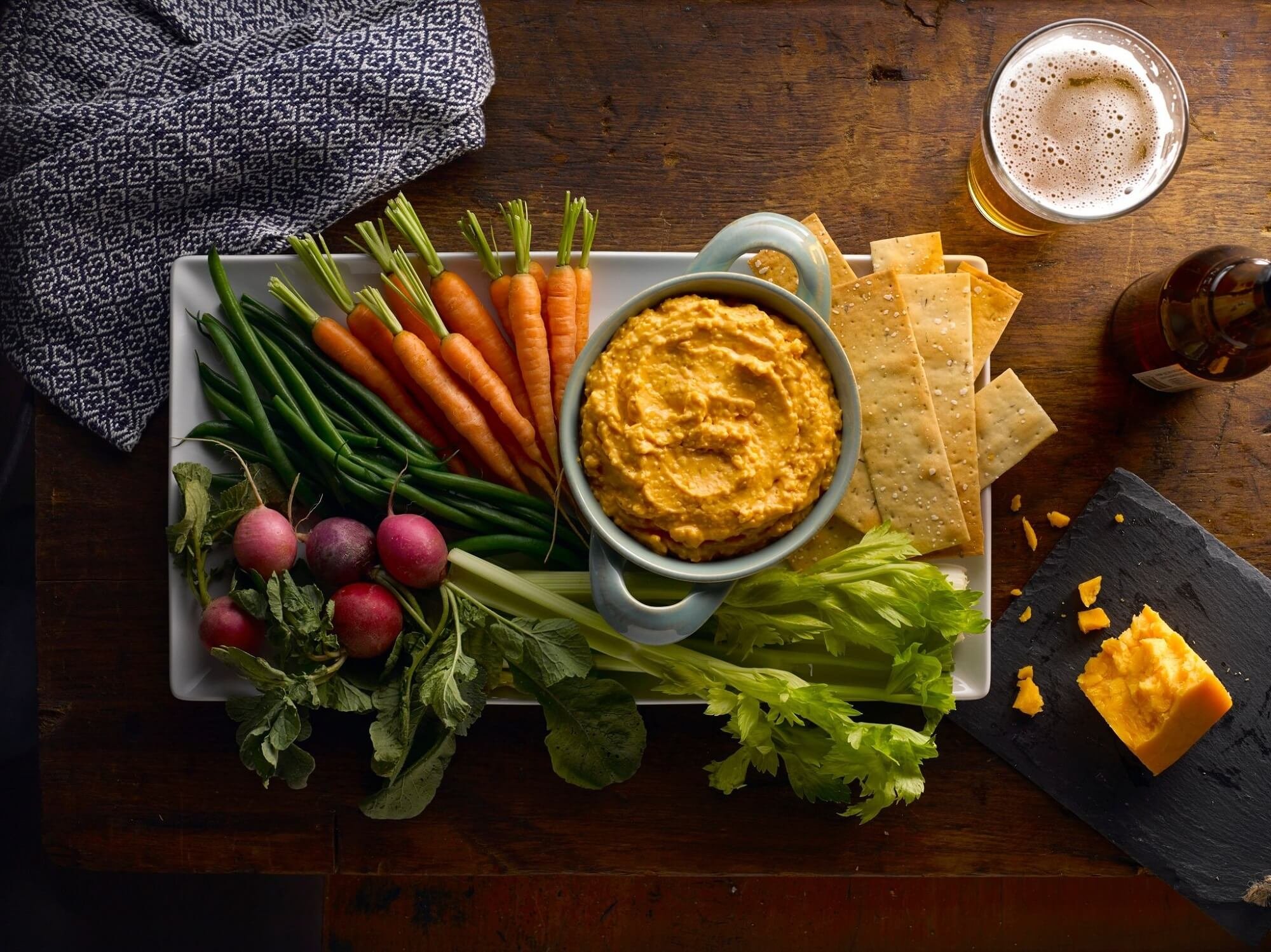 Cerveza Queso y Verduras